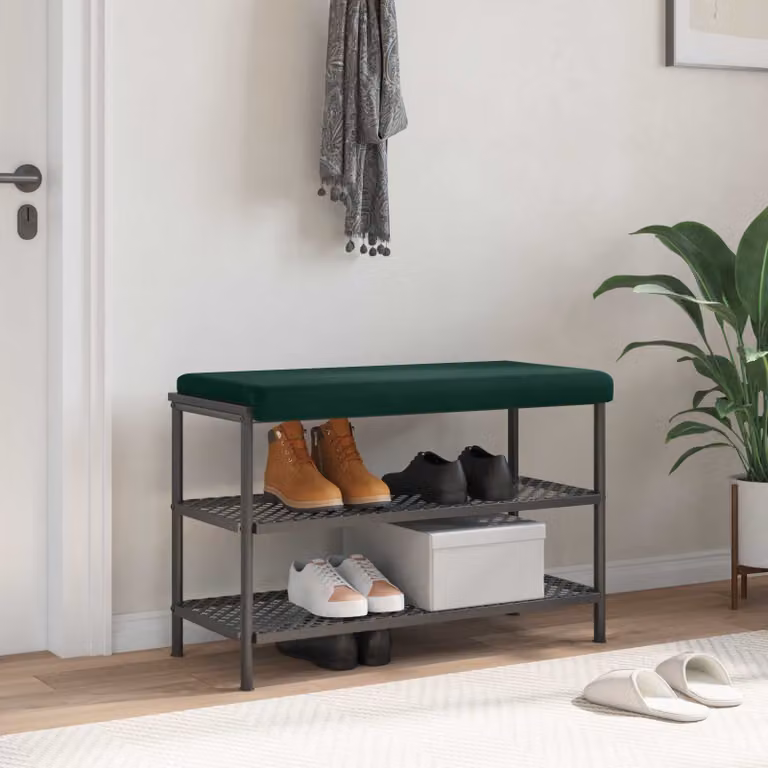 vidaXL Cuscino per panchina in velluto verde scuro con imbottitura in schiuma e base antiscivolo Profondità: 35 cm
