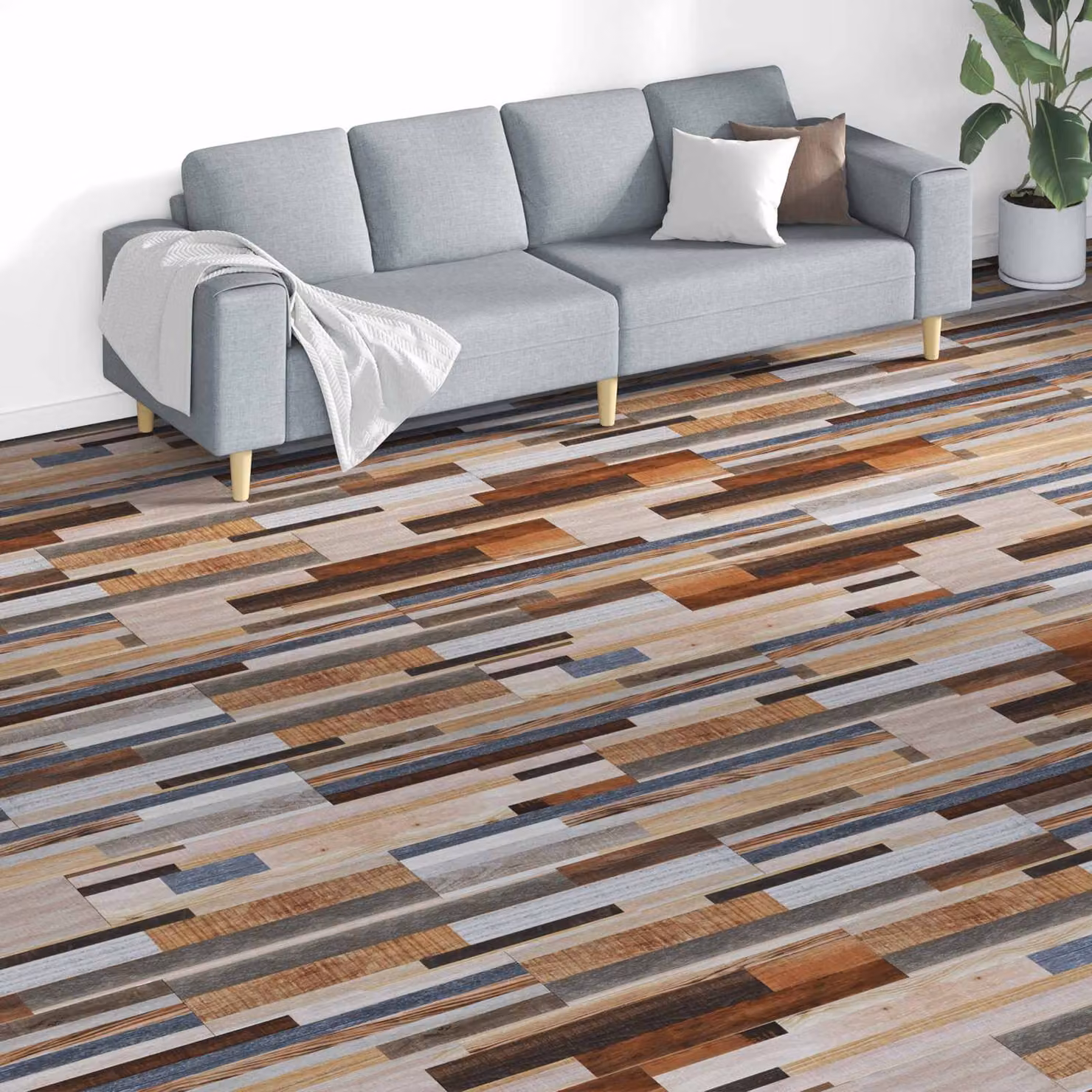 vidaXL Pavimento in PVC Moderno Multicolore, 18 Pezzi, 5,26 m²