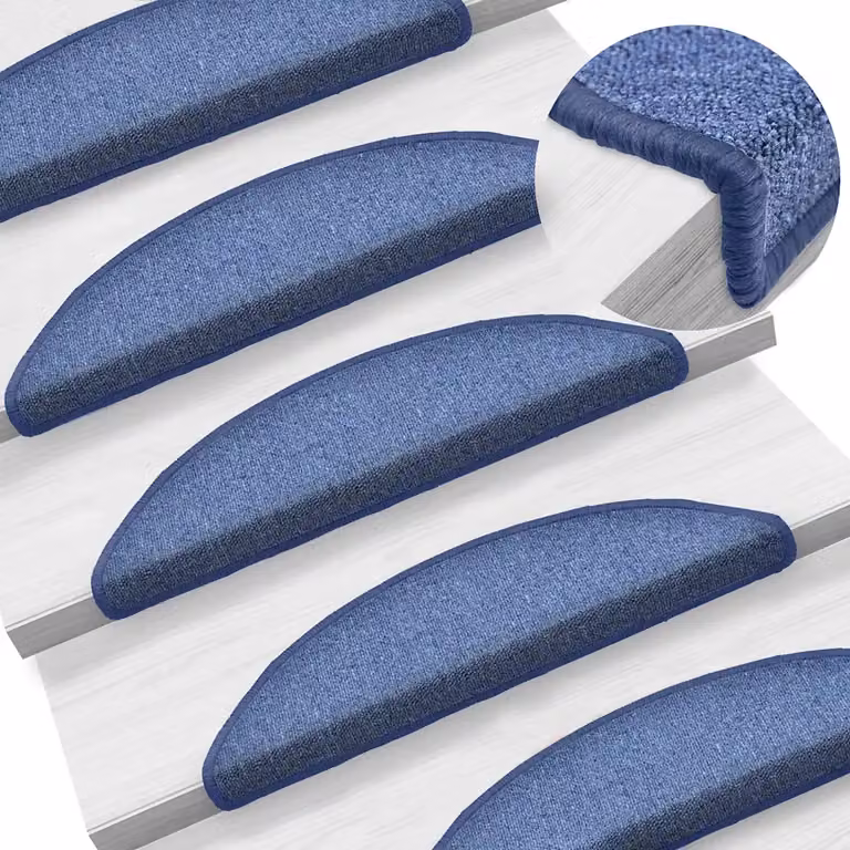 Set di 15 tappetini per scale semicircolari vidaXL blu in polipropilene, L: 56 cm, P: 17 cm, H: 3 cm