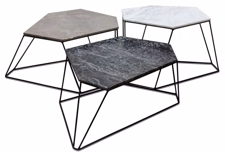 Set di tavolini di design Casa Padrino bianco / grigio / nero con motivo - Mobili Soggiorno
