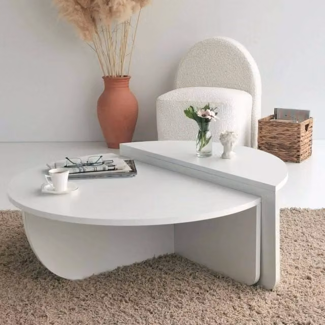 Tavolino da salotto Azim DMORA Bianco L 90 cm x H 35 cm – 1