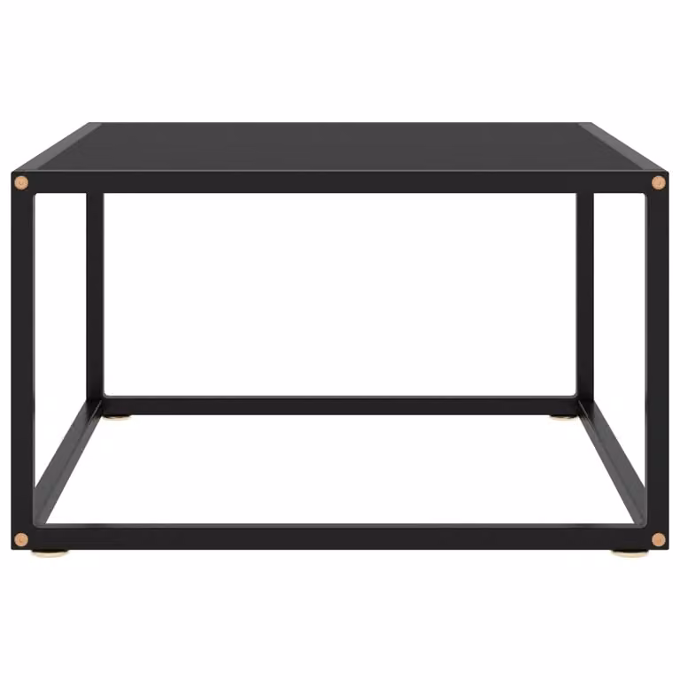 Tavolino da Salotto Nero con Vetro Nero 60x60x35 cm