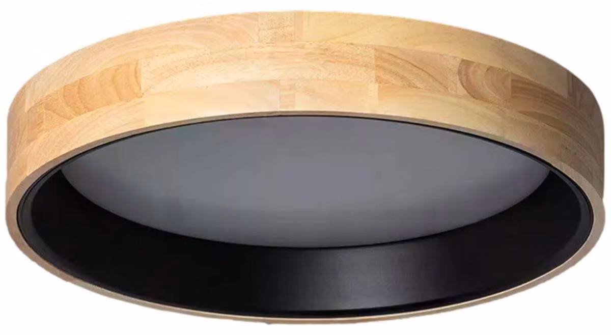 Plafoniera LED rotonda, colore nero naturale, 21 W, tonalità di bianco, 1800 lm, effetto legno, dimensioni: 9,5 x 47 x 47 cm, IP20, Abruzzo