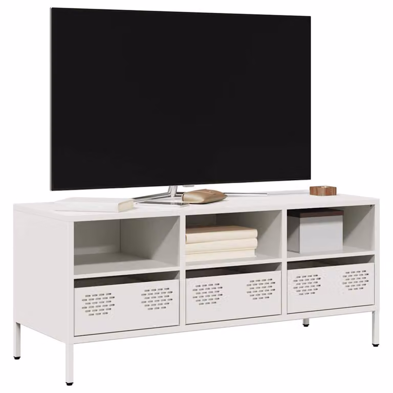 Mobile TV vidaXL Bianco in Metallo e MDF L/P/H: 101,5 x 39 x 43,5 cm