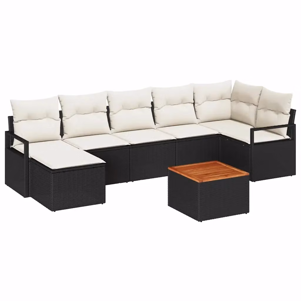 Set Divano da Giardino a L vidaXL 8 Pezzi Nero con Cuscini e Tavolino in Polyrattan e Acciaio – 2
