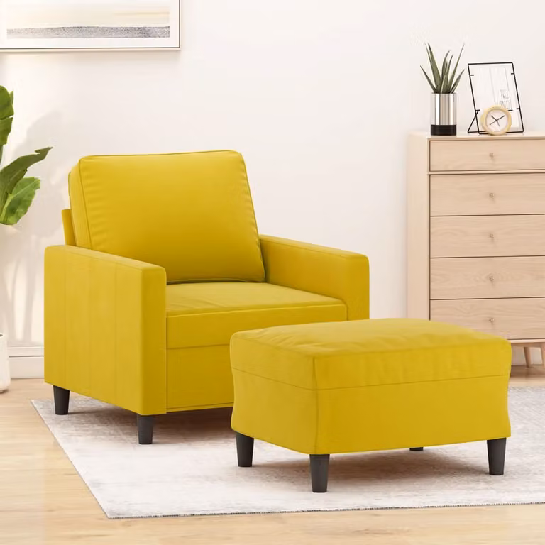 Maison Exclusive - Poltrona con poggiapiedi giallo, 60 cm, velluto
