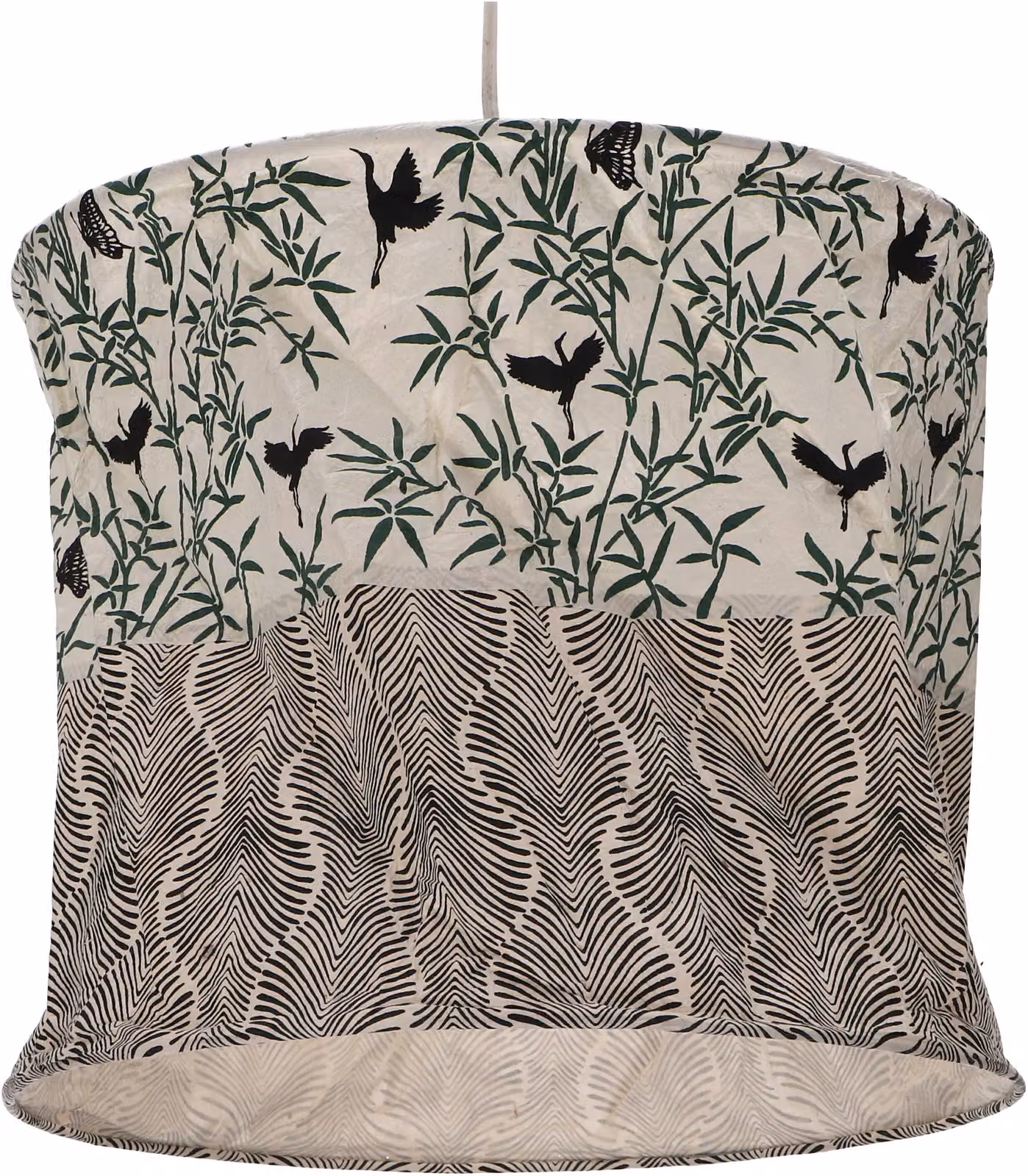 Lampada a sospensione rotonda in carta, paralume in carta Lokta Annapurna, carta fatta a mano - modello 11, carta Lokta, 25*28*28 cm, paralumi asiatici in carta e tessuto