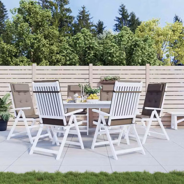 Set di 6 cuscini per sedia con schienale alto vidaXL in tessuto Oxford impermeabile e traspirante, colore grigio tortora