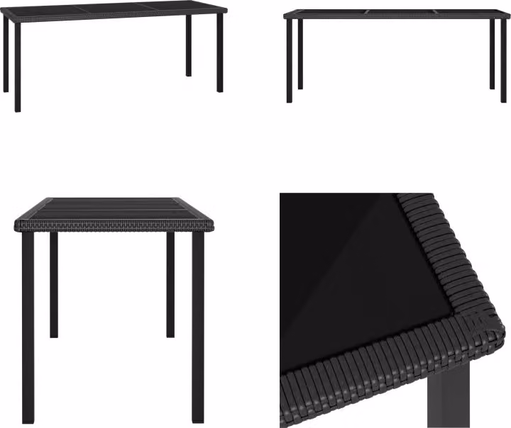 vidaXL Tavolo da pranzo da giardino nero 180x70x73 cm in Poly Rattan - Tavolo da giardino - Tavoli da giardino - Tavolo - Tavoli