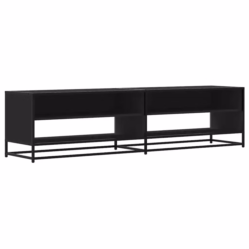 Mobile Porta TV Industrial vidaXL Nero in Legno e Metallo L: 180,5 cm, P: 40 cm, H: 46 cm – 2