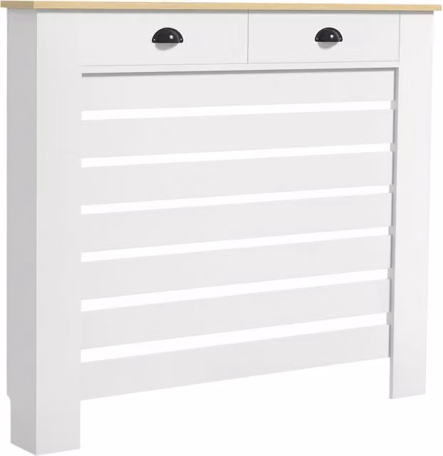 Cassettiera per termosifone Minimal con coperchio in MDF bianco L: 111 cm, P: 19,5 cm, H: 95 cm