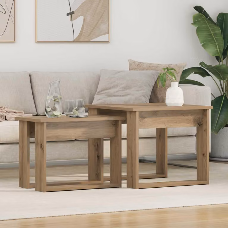 Maison Exclusive - Set di due tavolini da caffè in legno di quercia "Artisan", dimensioni 50 x 52 x 42 cm