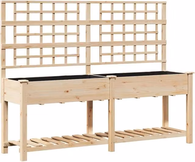 Fioriere | Cassetta per fiori | Vaso da giardino con lo scaffale Beige 203,5 x 54 x 152,5 cm