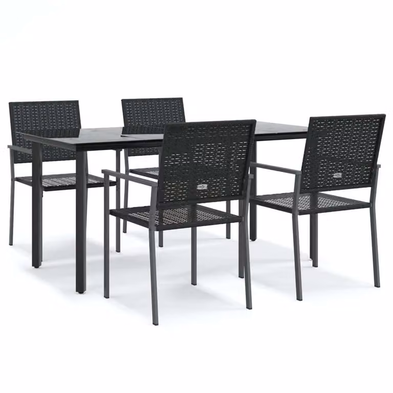 Set da Pranzo da Giardino 5 pz in Polyrattan e Acciaio