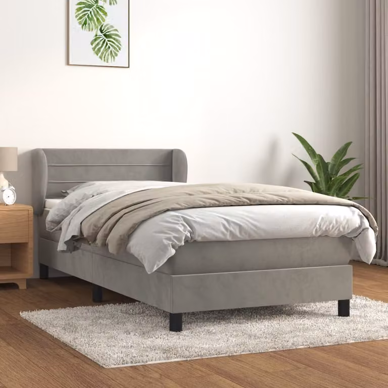Maison Exclusive - Giroletto a Molle con Materasso Grigio Chiaro 80x200 cm Velluto
