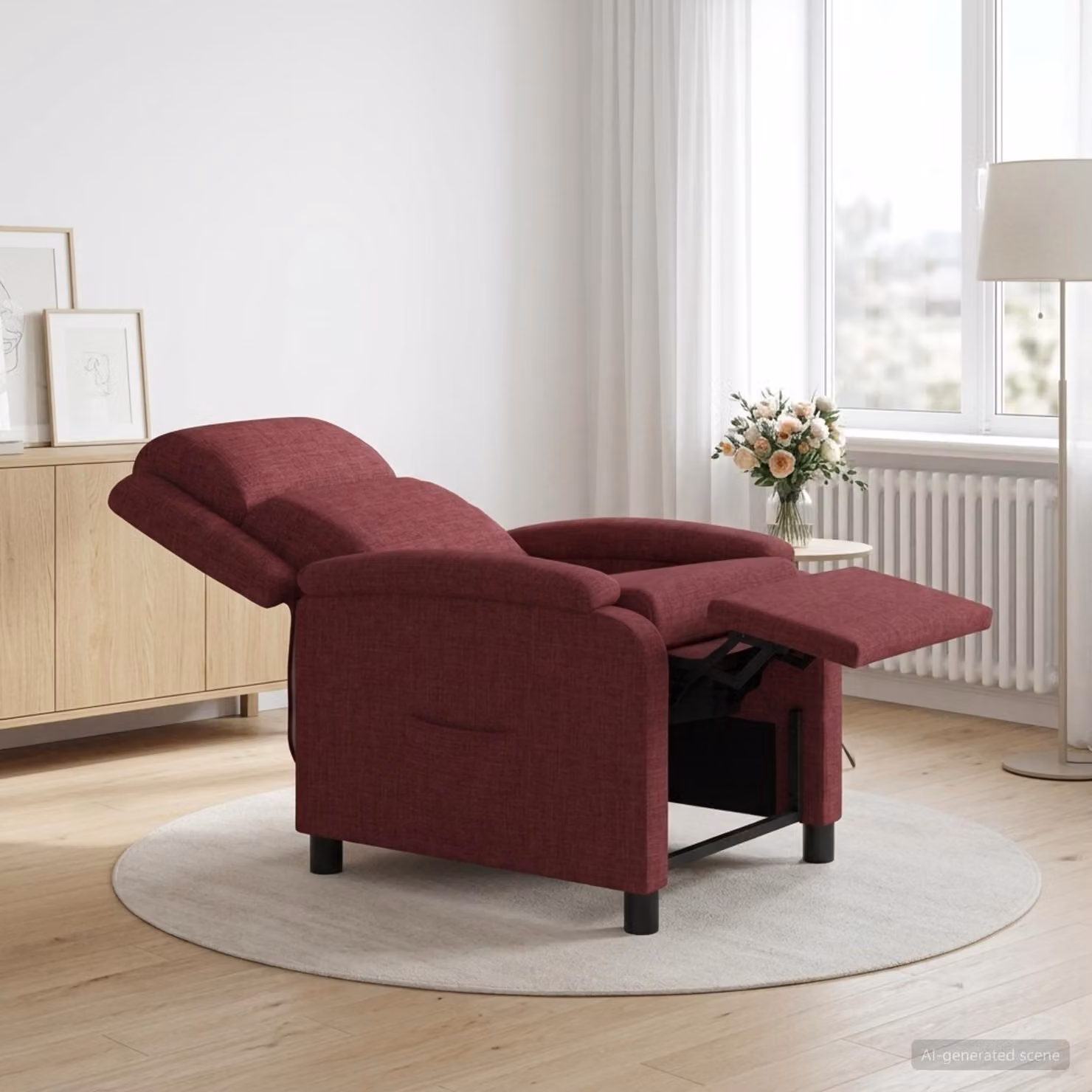 Poltrona reclinabile relax vidaXL in tessuto rosso con braccioli e design moderno