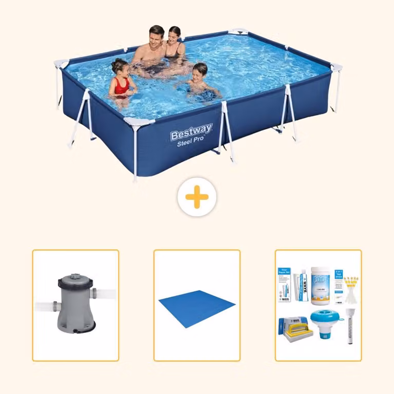 Bestway Steel Pro, piscina rettangolare - 300x201x66 cm - 4 pezzi - Modello S22303