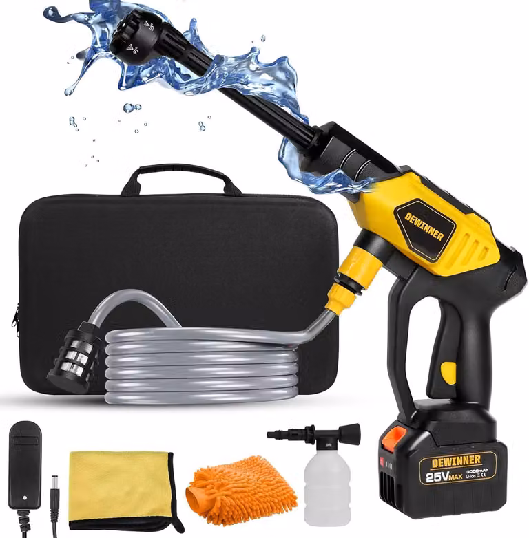 Idropulitrice portatile a batteria, 3000mAh - Potenza: 650 PSI - Portata: 4 litri/minuto - Elettrica - Adatta per auto e giardino