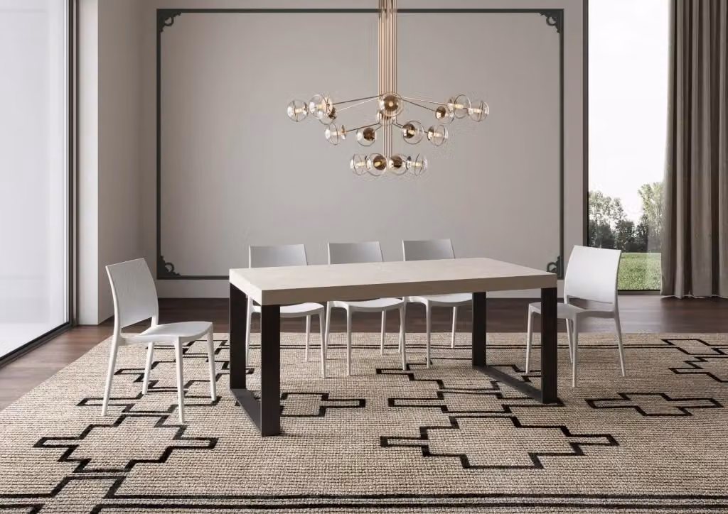 Tavolo allungabile Tekno Premium Cashmere beige con gambe antracite L/P/H: 90 x 180/440 cm – 2