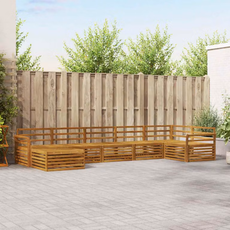 Set di divani da esterno vidaXL 7 pz in legno di acacia con forma a L, colore beige e marrone