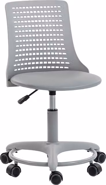 Sedia da ufficio girevole HOMCOM con schienale forato e altezza regolabile, senza braccioli, Grigio, L/P/H: 43 x 42 x 86 cm