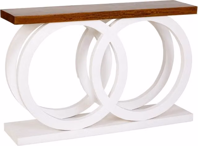 Tavolino da ingresso in legno bianco artigianale 120x30x75h cm