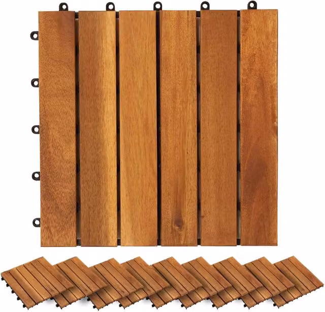 Set di 30 piastrelle per decking in legno marrone DESIGN IN, L/P: 30 x 30 cm, CFW7613391