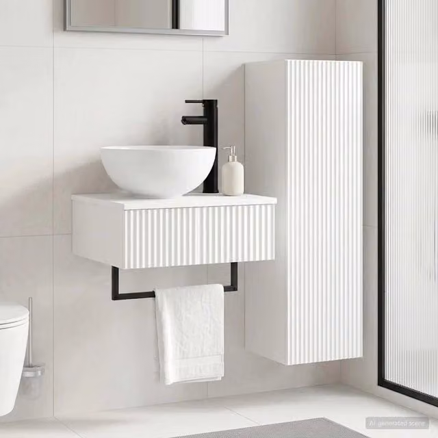 Set di mobili per il bagno 2 pz Bianco Lucido 3406097