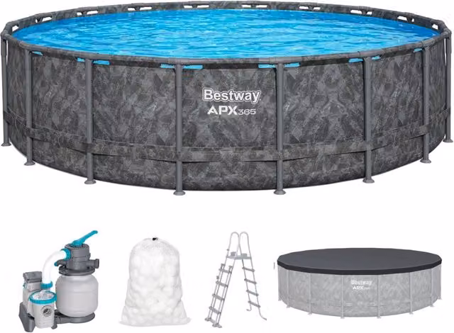 Piscina fuori terra rotonda Bestway APX 365 561KC grigia con filtro a sabbia L: 605,6 cm, H: 132 cm