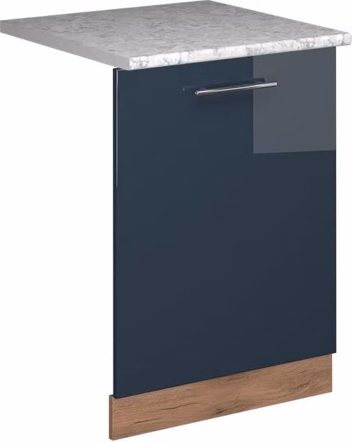 Pannello frontale per lavastoviglie da incasso Vicco Fame-Line Blu scuro lucido e Rovere dorato, Larghezza: 60 cm