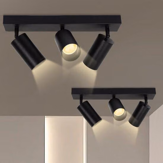 Lampada a soffitto a 3 luci, ideale per soggiorno e camera da letto, set di illuminazione con 2 faretti GU10 orientabili