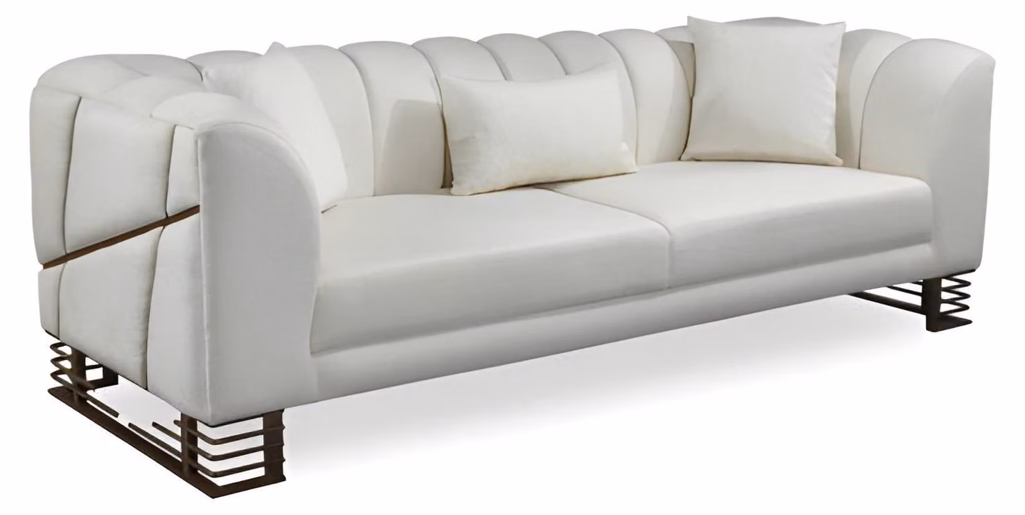 Designer Sofa 3 Sitzer Polstersofa Dreisitzer Couch mit Kissen Wohnzimmer