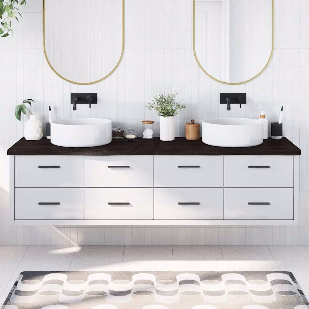 Piano Bagno vidaXL in Legno Trattato Marrone e Grigio L: 200 cm, P: 60 cm