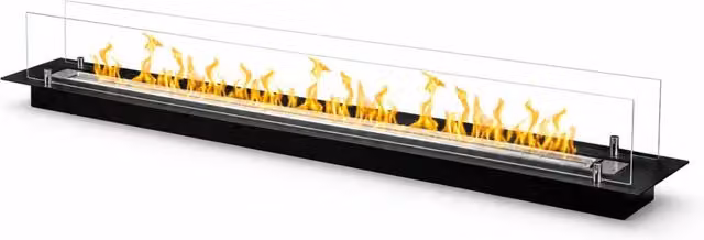 Bruciatore Per Camino A Bioetanolo 119x21x19,4 cm Da Incasso 2lt con Vetri in Cristallo e Acciaio Inox