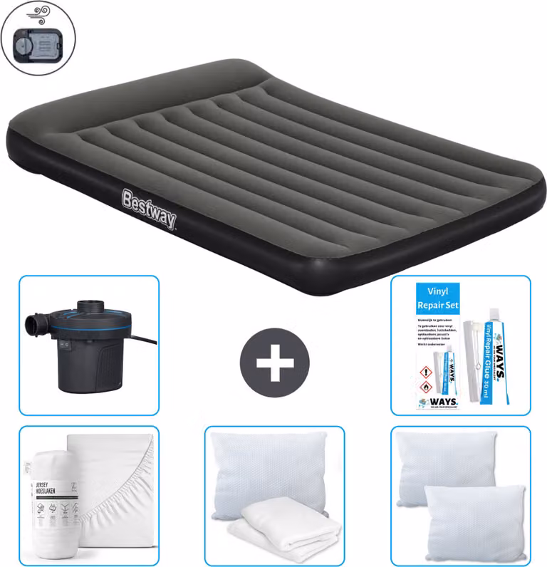 Materasso gonfiabile Bestway - 2 persone - 152 x 203 x 30 cm - Verde - Accessori inclusi