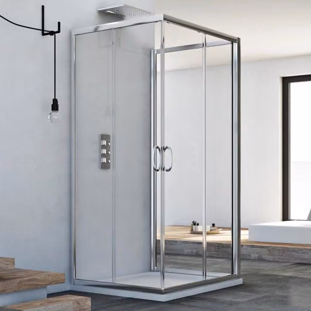 Box Doccia 3 lati 80x75x80 CM H185 trasparente mod. Junior Trio
