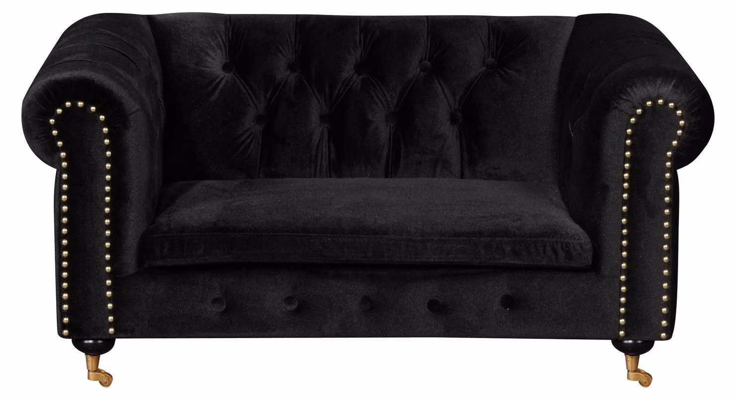 Chesterfield 2 Sitzers Klassische Luxus Barock Rokoko Sofa Leder Couch