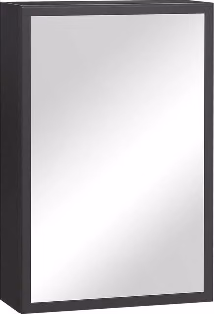 Mobiletto a specchio moderno da parete con specchio, 3 ripiani, nero, 40x15x60 cm, ideale per il bagno e per riporre oggetti in modo salvaspazio.