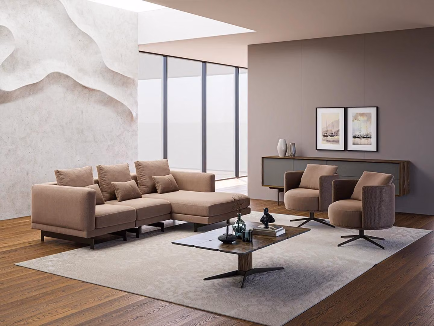 Sofagarnitur Luxus Möbel Sofa L-Form 2x Sessel Polstermöbel Couchtisch