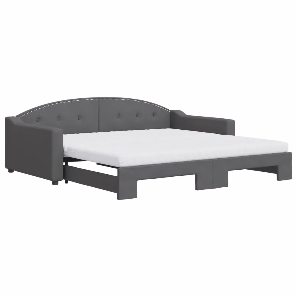 Divano Letto Estraibile vidaXL in Tessuto Grigio con Materasso 100x200 cm – 2