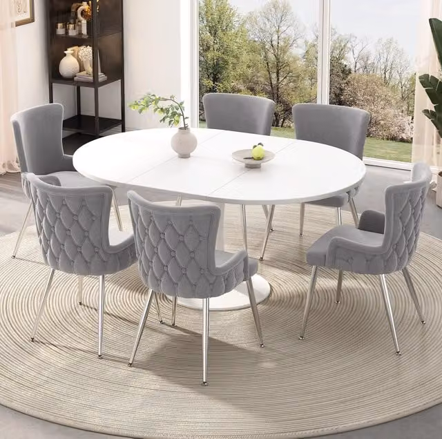 Set di 6 sedie da pranzo 47 x 55 x 85 cm in velluto grigio, metallo, 150 kg