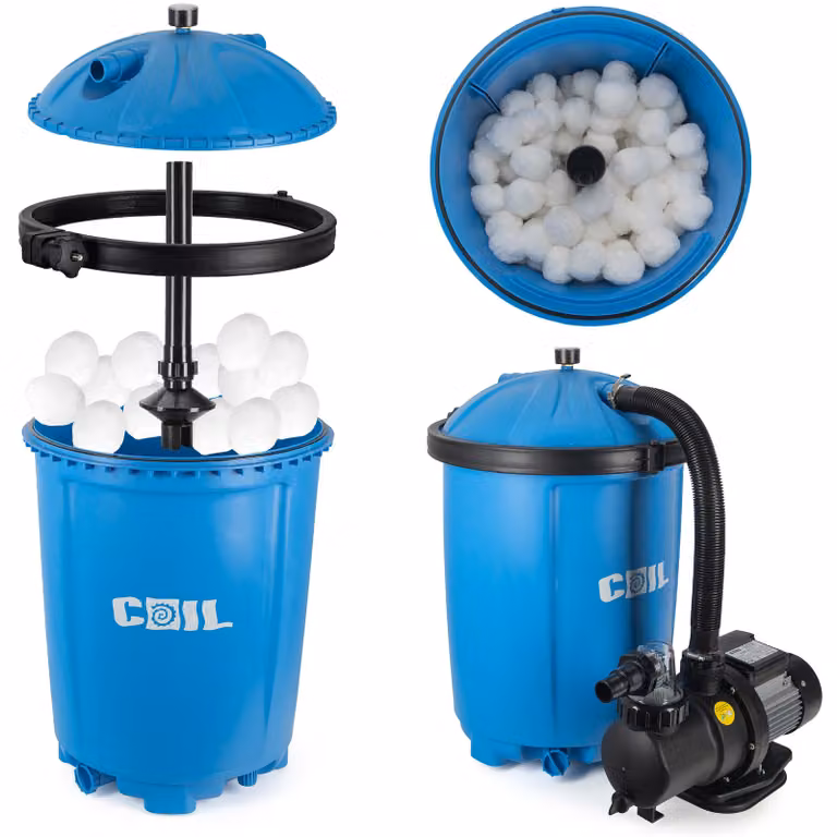 Pompa per sabbia Lebula per piscine Bestway e Intex. Portata 8500 l/h + sfere filtranti Aquallon 925 g
