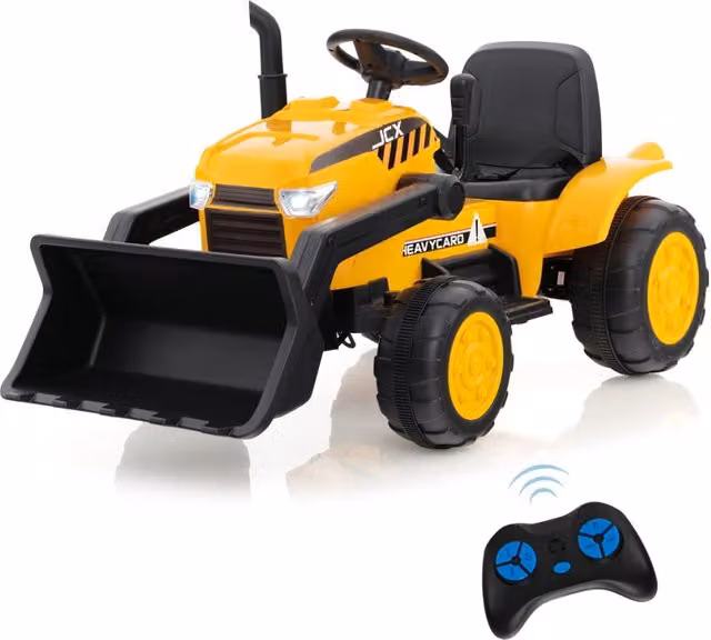 Escavatore bulldozer a batteria per bambini con benna di scavo regolabile, Veicolo da costruzione elettrico Giallo-Macchinine giocattoli
