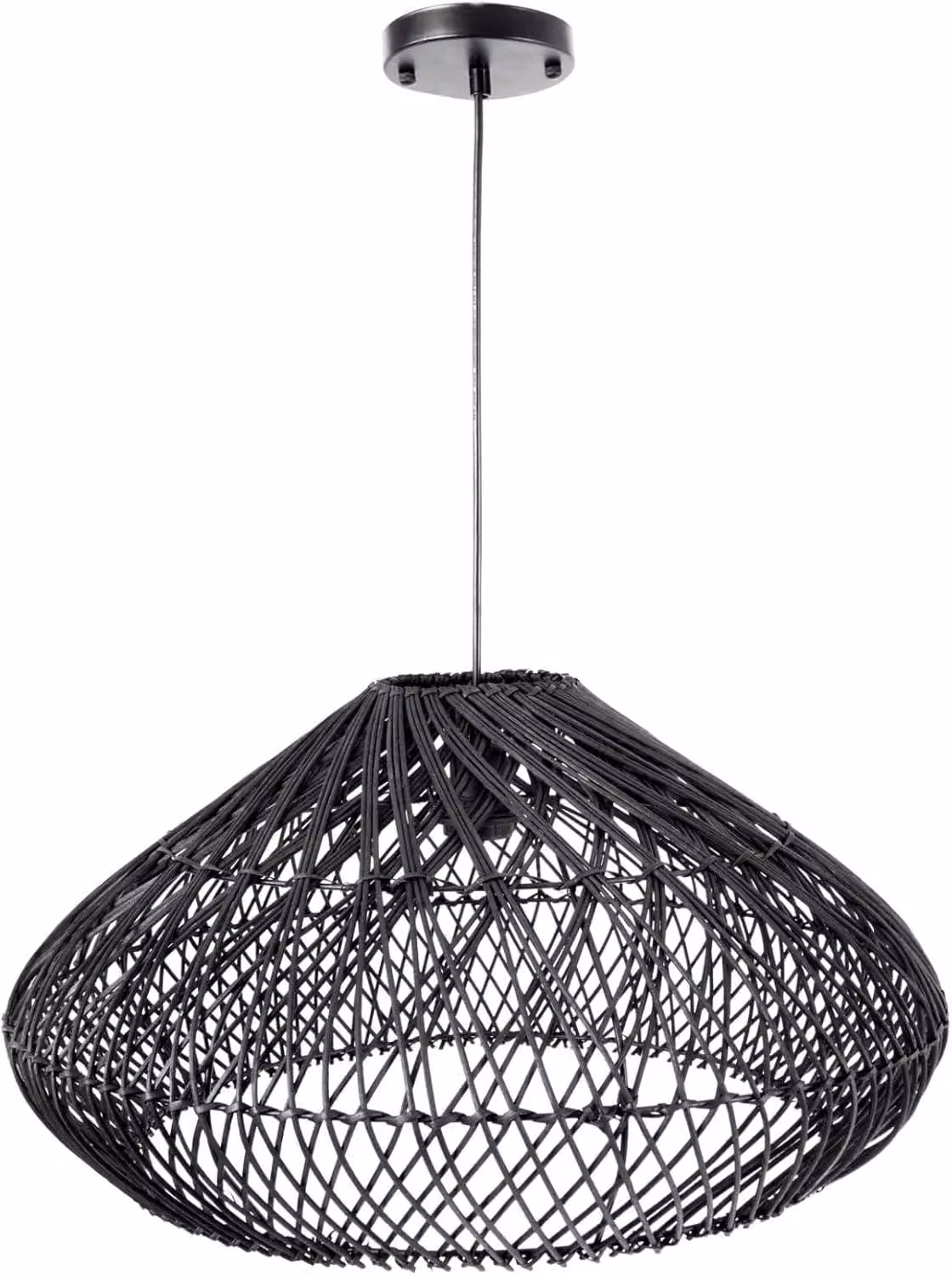 Lampada a sospensione LUNAR in bambù nero 55x32 cm ##
