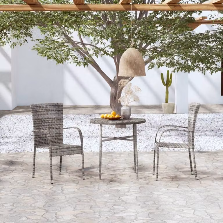Maison Exclusive - Set da pranzo da giardino 3 pezzi in polyrattan grigio