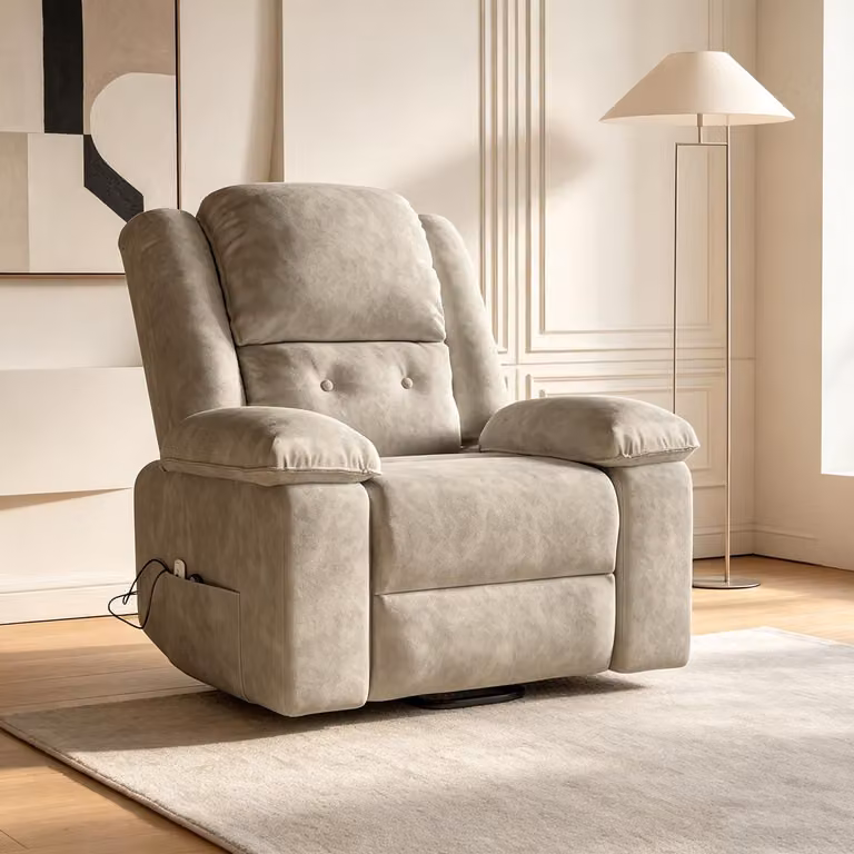 Poltrona reclinabile elettrica INONEFT, con funzione di massaggio, riscaldamento, poltrona massaggiante, poltrona relax con schienale, inclinazione regolabile, colore marrone