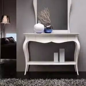 Consolle scrittoio ed entratina KIVIO in legno massiccio stile shabby chic colore bianco
