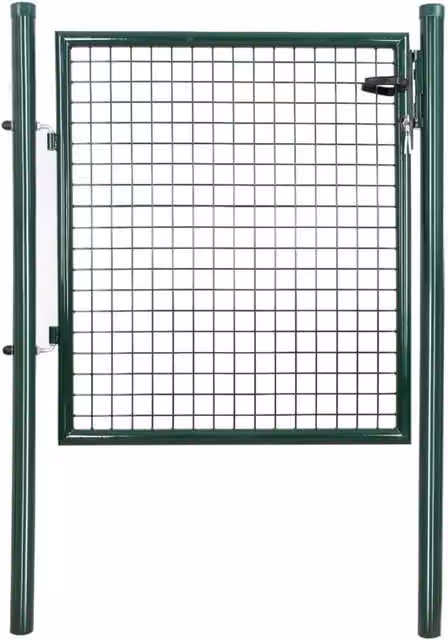 Kit completo di cancello singolo da giardino in acciaio zincato verde L: 106 cm, P: 6 cm, H: 150 cm