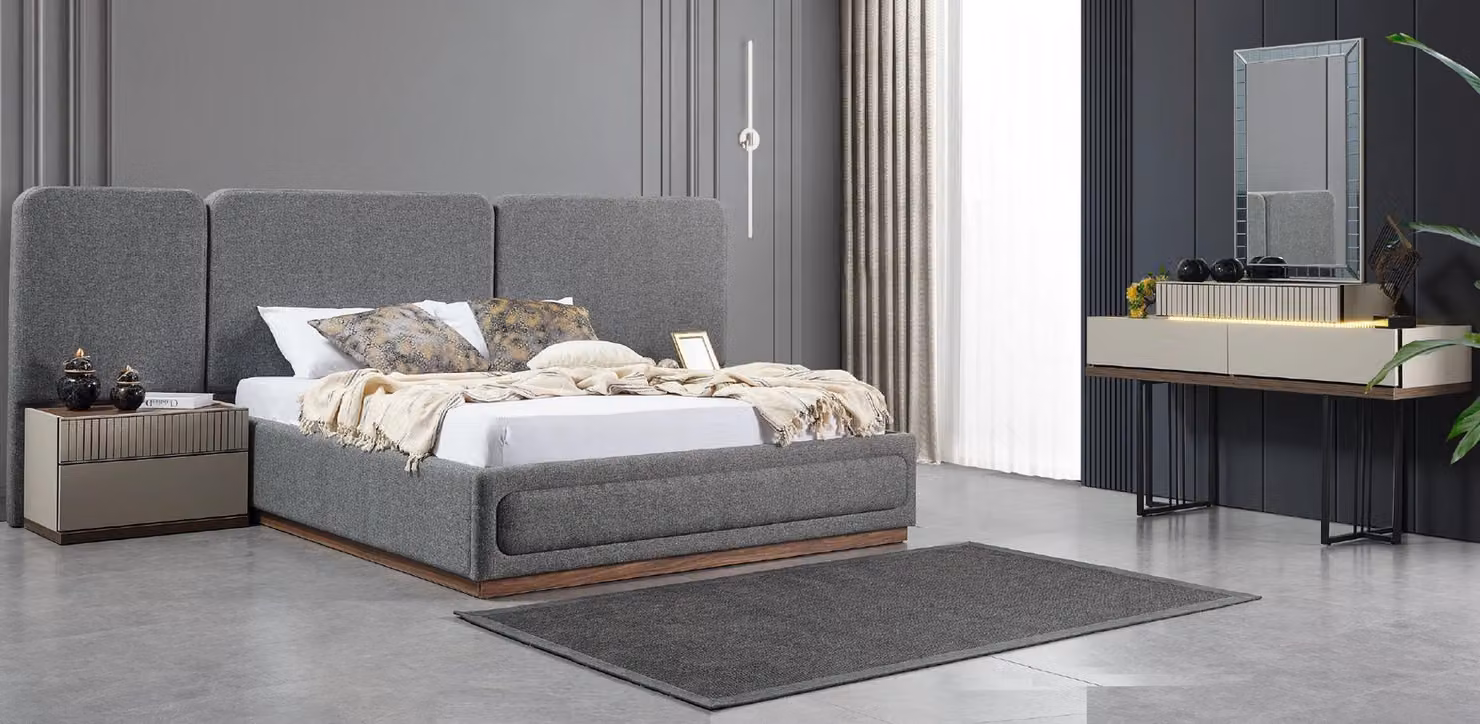 Bett 2x Nachttische Schminktisch Luxus Designermöbel Bettgarnitur 4-tlg.