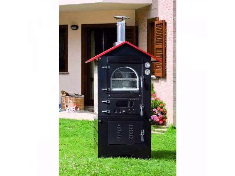 Forno a legna a fuoco indiretto Clementi Master con tetto rosso L: 80 cm, P: 45 cm – 2